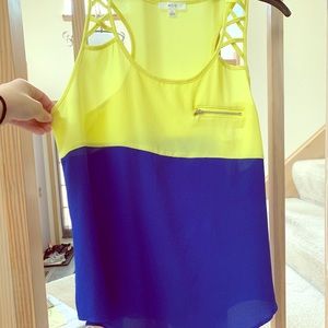 Yellow and blue dress shirt